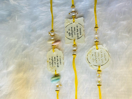 Spiritual Resin Rakhi Set – Sacred Symbols & Premium Design. Set of FIVE