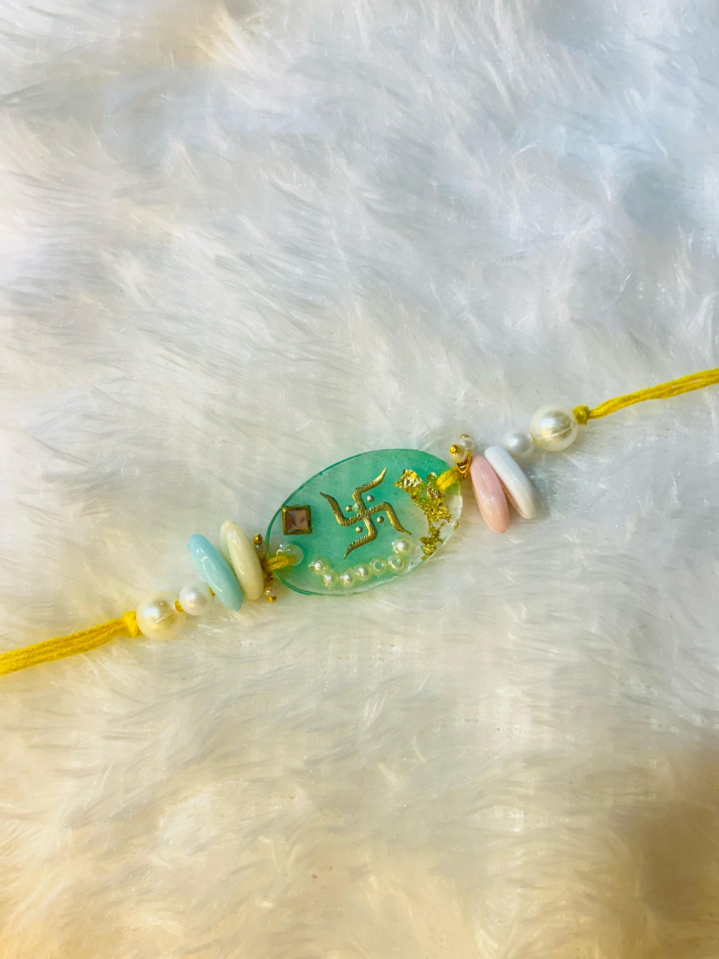 Spiritual Resin Rakhi Set – Sacred Symbols & Premium Design. Set of FIVE